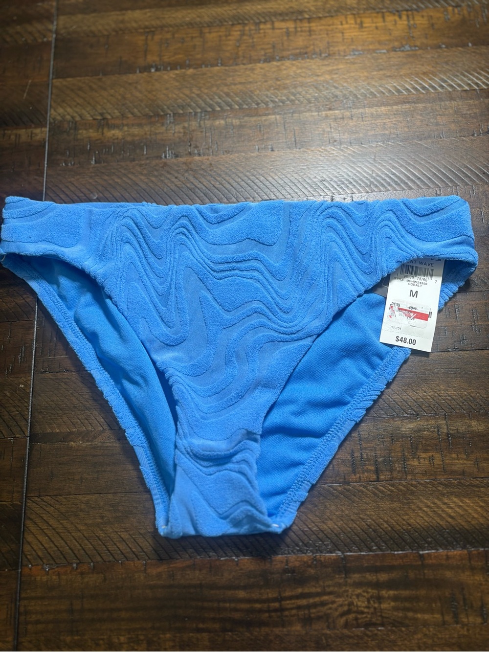 Bar III Blue Textured Bikini Bottoms #004